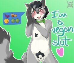 <3_eyes absurd_res afro anthro collar genitals heart hi_res joule_(soranotamashii) male mammal nipple_tape nude pasties penis procyonid pubes raccoon solo soranotamashii tape text