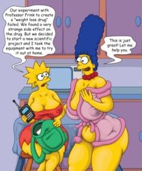 big_breasts big_butt bynshy chubby clothing dress fat half_naked lisa_simpson marge_simpson milf the_simpsons