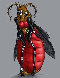 anthro arthropod arthropod_abdomen bloated dipteran female half-dude hi_res insect_wings insects misty_(half-dude) model mosquito multi_arm multi_limb shy solo wings