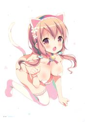 1girls all_fours bell_collar blush breasts butt_plug_tail buttplug buttplug_tail cat_ears cat_pasties cat_tail collar embarrassed erect_nipples erection_under_clothes female hanging_breasts hinako_note large_breasts large_nipples lips march-bunny medium_breasts nipple_pasties nipples nopan oerba_yun_fang official_art open_mouth orange_eyes orange_hair pasties paw_pose puffy_areola puffy_nipples sakuragi_hinako submissive submissive_female thick_thighs thighhighs