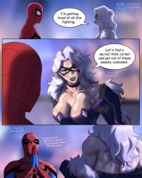 felicia_hardy black_cat_(marvel) marvel marvel_comics spider-man_(series) marvel_rivals black_cat_(marvel_rivals) 2026 voluptuous voluptuous_female seductive seductive_look white_hair white_fur light_skin green_eyes breasts big_breasts huge_breasts large_breasts thick_breasts massive_breasts hips wide_hips thick_hips thick thick_thighs curvy curvy_figure curvy_body curvaceous curvaceous_figure curvaceous_body curvy_hips curvaceous_hips curvaceous_female curvy_female superheroine mask masked masked_female eyemask domino_mask seducing enticing alluring temptation tempting teasing 1girls female bodysuit skin_tight tight_clothing tight_clothes 1boy 1girl1boy 1boy1girl male couple couple_(romantic) couples romantic romantic_couple superhero superhero_couple couple_love love lovers spider-man peter_parker spider-man_(marvel_rivals) comic comic_panel dialogue text unzipping unzipping_bodysuit undressing undressing_self bursting_breasts cleavage athletic athletic_female collar choker blush blushing blushing_female blushing_at_partner salmonjumpp shiny shiny_breasts teasing_partner looking_at_partner
