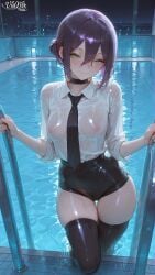1girls 2d ai ai-created ai_art ai_assisted ai_generated blush blushing bomb_devil bomb_devil_(chainsaw_man) cameltoe chainsaw_man choker clothed clothed_female clothing female female_focus female_only green_eyes hi_res high_quality high_resolution highres holding_object human human_only humanoid in_pool in_water light-skinned_female light_skin looking_at_viewer necktie night night_sky nipples nipples_visible_through_clothing nose_blush on_water one_leg_bent one_leg_on_ground one_leg_raised one_leg_up partially_submerged pool poolside purple_hair pussy_visible pussy_visible_through_clothes pussy_visible_through_shorts reze_(chainsaw_man) see-through see-through_clothes see-through_clothing see_through_legwear shiny shiny_body shiny_breasts shiny_clothes shiny_hair shiny_skin shorts skindentation small_breasts smile solo solo_female solo_focus standing standing_in_pool standing_in_water stockings thick_hips thick_legs thick_thighs thighhighs thighs tie tight_clothes tight_clothing translucent translucent_clothing vianox water wet wet_body wet_clothes wet_clothing wet_hair wet_shirt wet_shorts wet_skin white_shirt
