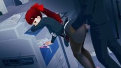 1boy animated ass ass_slap atlus bouncing_ass bouncing_breasts clothed condom dark-skinned_male female kasumi_yoshizawa koikatsu persona_5 persona_5_royal pixiewillow ponytail red_eyes red_hair sound sumire_yoshizawa tagme video yuukis