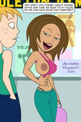 areolae blonde_hair bonnie_rockwaller breasts brown_hair busty deathpulse disney disney_channel erect_nipples erect_nipples_under_clothes female female_focus flashing_breasts green_eyes gym hourglass_figure kim_possible large_areolae male male/female nipples nipples_visible_through_clothing poster propositioning ron_stoppable see-through_clothing speech_bubble straight tagme thong url whale_tail wide_hips