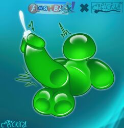balls bean big_balls big_penis bodily_fluids cum ejaculation eyeless floating frutiger_aero genital_fluids genitals glistening glistening_body green_body henrique_rick hi_res humanoid humanoid_genitalia humanoid_penis legless long_penis microsoft microsoft_windows msn_avatar penis precum shaded shocked simple_background small_but_hung windows_vista