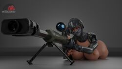 3d aiming ass balaclava big_ass big_breasts breasts breasts_bigger_than_head elite_agent female female_only fortnite functionally_nude functionally_nude_female futasunstrider gun helmet huge_breasts looking_into_gun mask masked masked_female military nude nude_female shiny shiny_skin simple_background sniper sniper_rifle solo solo_female tactical_nudity tagme weapon