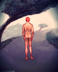 alone ass casual dc dc_comics freckles freckles_on_back human kid_flash naked_male no_clothes non-canon nonsexual nonsexual_nudity pale_skin solo_male the_flash_(series) trees wally_west young_justice young_justice:_invasion