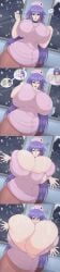hizuki_ayana hitama 1girls female female_only female_focus comic breast_expansion snow snowing nurse_uniform nurse_cap purple_hair light_skin thick_thighs wide_hips hourglass_figure hourglass_figured_female artist_name breasts boobs squished_breasts cleavage wardrobe_malfunction breasts_bursting_out massive_breasts hyper hyper_breasts compilation