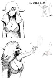 anthro big_breasts blood bodily_fluids boss_lamb_(hladilnik) bovid breasts caprine death dragon_wick duo erection female flirting goat gun hi_res humanoid male_death mammal meme murder ranged_weapon sheep surfboard vehicle watercraft weapon