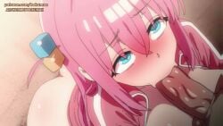 1boy 1girls animated black_shirt blowjob blue_eyes blush bocchi_the_rock! bokuman breasts female gotou_hitori half-dressed hip_cleavage huge_breasts huge_cock large_breasts longer_than_10_seconds looking_pleasured nipples no_panties no_sound on_knees oral oral_sex penis pink_hair shirt_up shorter_than_one_minute straight_sex sweatdrop tagme testicles tongue tongue_out track_jacket video