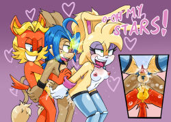 anal anal_penetration anthro antoine_d'coolette archie_comics areola balls bisexual bodily_fluids breasts brown_body brown_fur bunnie_rabbot canid canine canis clitoral_hood clitoris clothing coyote cybernetics cyborg dialogue digital_media_(artwork) english_text erection extraspecialzone felid feline female female_penetrated from_behind_position fur genital_fluids genitals gloves group group_sex hair handwear hybrid lagomorph leporid lucky_pierre machine male male/female male/male male_penetrated male_penetrating male_penetrating_female male_penetrating_male mammal nipples nude one_eye_closed open_mouth penetrating_while_penetrated penetration penile penile_penetration penis penis_in_ass penis_in_vagina rabbit sega sex simple_background smile sonic_the_hedgehog_(archie) sonic_the_hedgehog_(comics) sonic_the_hedgehog_(series) standing standing_sex sweat sweatdrop tail text threesome tongue tongue_out train_position trio vaginal vaginal_penetration vulva yuki_(cabstercabby) yuki_the_half-breed
