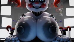 1girls animatronic animatronic_female animatronic_girl baby_(fnafsl) circus_baby_(fnaf) circus_baby circus_baby_(original) jordevoir duranomates plush_baby five_nights_at_freddy's five_nights_at_freddy's:_sister_location sister_location scottgames breasts big_breasts blue_eyes smile solo hair eyes orange_hair nipples female 2026 3d 3d_render background robot robot_girl robot_joints big_nipples