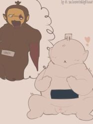 absurd_res after_vaginal antennae_(anatomy) background_character belly blush blush_lines bodily_fluids chubby_cheeks cum cum_in_vagina cum_inside dewlap_(anatomy) face_squish fanmade female fur genital_fluids genitals heart_symbol hearts_around_head helpless hi_res humanoid leaking_vagina mammal no.1cavetubbykisser orgasm_control simple_background sitting sitting_on_ground slendytubbies slightly_chubby slightly_chubby_female solo spread_legs spreading squish submissive submissive_female teletubbies teletubby thinking_about_another tremble_spikes vulva white_body white_fur