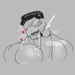 lustfulsai original_character hzin_(lustfulsai) pecjob cum cumshot cum_on_face cum_on_body cum_on_pectorals cum_on_pecs upper_body upper_body_focus upper_body_visible upper_body_only blush_lines big_penis
