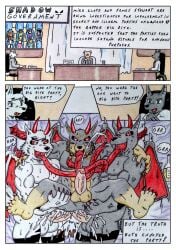 2026 absurd_res alcohol anal anal_penetration anthro arctic_wolf balls barazoku beverage biceps black_body black_fur black_nose black_sclera blue_eyes blush bodily_fluids canid canine canis chain_necklace chair claws clothed clothing colored_nails comic comic_panel cum cum_drip cum_inside cumshot dashthefox demon demonic demonic_eyes dialogue dobermann domestic_dog double_penetration dripping ejaculation english_text erection evil_face fur fur_markings furniture genital_fluids genitals gold_(metal) gold_jewelry gold_necklace green_eyes group group_sex hi_res horn humanoid_genitalia jackal jewelry long_tongue male male/male male_penetrated male_penetrating male_penetrating_male mammal manly markings membrane_(anatomy) membranous_wings multicolored_body multicolored_fur musclegut muscular muscular_anthro muscular_arms muscular_male nails necklace nude open_mouth orgasm pecs penetration penile penile_penetration penis pinscher red_eyes red_horn red_nails sex sharp_teeth speech_bubble sweat sweatdrop table teeth text thick_penis threesome tongue tongue_out traditional_media_(artwork) transformation trio vein veiny_penis white_body white_fur wings wolf