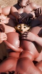9:16 absurd_res anthro anus bent_over bodily_fluids bullying butt female group hand_on_butt hand_on_head herpestid hi_res imminent_anus_kiss male male/female mammal mongoose musk neo_nakamura raised_tail spa_hogs_(sketchybug) suid suine surrounded sweat tail tail_pull tusks warthog whiskers will_delrio_(sketchybug)