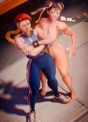 2girls 3d 3d_(artwork) battle_royale big_breasts blender brown_eyes brown_hair cammy_white cammy_white_(fortnite) chun-li chun-li_(fortnite) embarrassed embarrassed_female embarrassed_nude_female enf exhibitionism exhibitionist female fortnite fortnite:_battle_royale horny_female milf sexy sexy_pose street_fighter tits