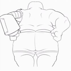 amphibian animated anthro arousing balls big_butt butt butt_focus cybernetics cyborg frog genitals handle low_res machine male male/male slightly_chubby slightly_chubby_male solo suchlambada17 taking_off_pants wiggle