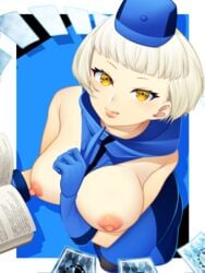 breasts elizabeth_(persona) exposed_breasts nipples persona persona_3 short_hair white_hair yashima105