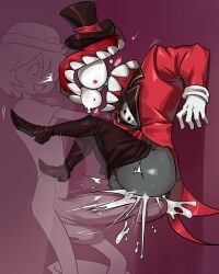 2boys assjob buttjob caine_(the_amazing_digital_circus) cum_on_ass cumshot femboy_on_male femboydom flanco flustered hung_femboy male/male malesub original_character rubbing_ass rubbing_ass_on_penis the_amazing_digital_circus