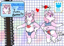 2020 anthro ass biped bulge bunnybara canid canine canis clothed clothing crossdressing domestic_dog english_text fur heart herding_dog male male_only mammal pastoral_dog pink_body pink_fur solo text tongue tongue_out underwear welsh_corgi white_body white_fur