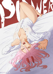 +_+ 1girls areolae bed bottomless breasts button_down_shirt chainsaw_man erect_nipples fangs female_only full_body horns hourglass_figure large_breasts laying_down laying_on_bed long_hair long_sleeves looking_at_viewer mchiefy nipples nipples_visible_through_clothing no_bra no_panties on_back on_bed open_mouth partially_clothed partially_unbuttoned pink_hair power_(chainsaw_man) presenting pubic_hair raised_hand sharp_teeth shirt shirt_pull sideboob solo solo_female thick_thighs thighs thighs_together tongue tongue_out unbuttoned_shirt unusual_pupils upside-down watermark wide_hips yellow_eyes