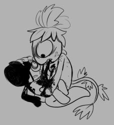 black_blood blood cannibalism chimeracocks cosmo_(dandy's_world) dandy's_world gore gore_focus ichor living_food living_fruit male_only scarf_only sharp_teeth sprout_(dandy's_world) twisted_cosmo_(dandy's_world)