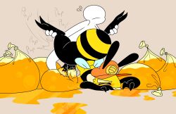 absurd_res anal anthro arthropod bee bodily_fluids buzzlee_(lewdy_toon) condom cum duo excessive_cum excessive_genital_fluids filled_condom flavored_cum food genital_fluids hi_res honey_(food) honey_cum hymenopteran insect lewdy_toon male male/male sexual_barrier_device unusual_bodily_fluids unusual_cum unusual_genital_fluids