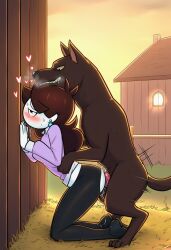 wolf knot knotted_penis jaiden_animations jaiden feral feral_on_female against_wall orgasm ai_generated