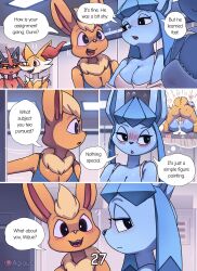 2026 agious anthro anthrofied bed blush bodily_fluids bra braixen breasts clothing comic cum dialogue digital_drawing_(artwork) digital_media_(artwork) eevee eeveelution electronics english_text female flareon furniture generation_1_pokemon generation_4_pokemon generation_6_pokemon generation_7_pokemon genital_fluids genitals glaceon gumi_(agious) happy happy_sex haru_(agious) hi_res male nintendo open_mouth penetration pokemon pokemon_(species) pokemorph saliva sex shaded sky spread_legs spreading tail tail_motion tailwag text torracat underwear vaginal vaginal_penetration vaporeon vulva wall_(structure)