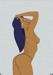 1girls dark-skinned_female dark_skin disney elisa_maza fab fab3716 female female_only gargoyles human human_only long_hair nipples panties_only solo solo_female tagme thong thong_only