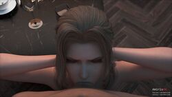 1boy 1girls 3d aerith_gainsborough amiris4 blender deep_blowjob deepthroat erection fellatio female final_fantasy final_fantasy_vii male oral penis pov straight