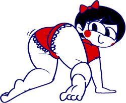 1girls 4_toes beauty_mark big_ass black_hair blush_stickers blushing butt cute female looking_at_viewer looking_back mascot mole mole_on_ass panties red_bow red_panties simple_background solo tagme utz utz_girl vilepluff white_skin