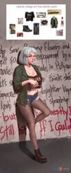 alcohol cigarette crop_top green_hair jacket liberal meme nirvana_(band) nose_piercing pantyhose politics street thong wjs07