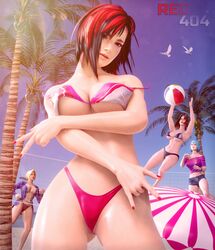 3d athletic beach beach_ball beach_volleyball breasts dead_or_alive dead_or_alive_xtreme_beach_volleyball female female_only helena_douglas hourglass_figure jumping long_hair mila_(doa) navel nico_(doa) outdoors pinup posing red404 tecmo tina_armstrong volleyball wide_hips