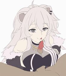 1boy 1boy1girl 1girls 2d :p animal_ears animated big_breasts breasts clothed clothed_female clothed_female_nude_male faceless_male female female_focus gif grey_eyes grey_hair hololive hololive_gen_5 hololive_japan human humanoid interspecies kemonomimi lion_ears lion_girl male male_human/female_humanoid male_pov meshiirome_sy nude nude_male outercourse paizuri paizuri_under_clothes pale_skin penis pov shishiro_botan simple_background smile solo_focus straight tongue tongue_out virtual_youtuber white_background youtube youtuber