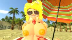 arkired covered_paizuri excessive_boob_flesh female huge_ass huge_breasts nintendo nude_beach octoling outercourse paizuri splatoon splatoon_2 yuki_octoling