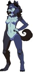 1girls animal_ears animal_tail animated anthro breeding_season canid_humanoid color colored female furry lowres monster_girl werewolf werewolf_girl