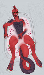 animal_genitalia anthro anus bathing bathtub bird's-eye_view divinity:_original_sin_2 divinity_(series) draite flower_petals frill_(anatomy) genderswap genital_slit genitals head_crest head_frill high-angle_view lizard_(divinity) looking_at_viewer male nude petals presenting_slit scales scalie slit solo spread_legs spreading the_red_prince water wet