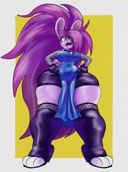 1girls angry anthro big_hair bunny bunny_enid curvy enid furry hands_on_hips high_heels long_hair looking_at_viewer mommy ok_k.o.!_let's_be_heroes pelvic_curtain purple_hair rabbit rchammer spiked_bracelet spiked_collar thick thick_legs thick_thighs toeless_legwear turbo_enid very_long_hair