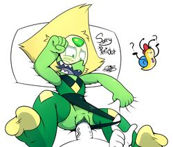 1boy 1boy1girl 1girls bottomless clitoris clothed clothed_female english english_text faceless_male fangs feet female female_focus gem_(species) male male_pov panties panties_aside panties_pulled_aside partially_clothed penetration penis peridot_(steven_universe) photo pov pussy sex simple_background spread_legs steven_universe straight tagme text underwear vaginal vaginal_penetration vaginal_sex visor white_background