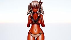 3d 3girls adopento animated ass_focus big_ass big_breasts bikini_top black_hair bouncing_ass closed_eyes dancing dark-skinned_female dark_skin female female_only happy long_hair meme mmd music nude nude_female shiny_skin sound swimsuit tanline tanned video white_background