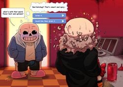 bottle cum cum_in_bottle cum_in_container ketchup_bottle sans underfell underfell_sans undertale undertale_fanfiction