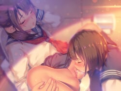 clothed_sex cunnilingus cunnilingus_in_skirt kou_kou_ax lesbian pleated_skirt possible_duplicate school_uniform sex_in_skirt skirt skirt_lift tagme yuri