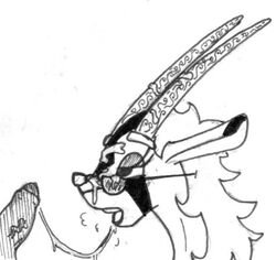 2016 after_oral ambiguous_gender ambiguous_species antelope black_and_white bodily_fluids bovid breath carved_horn carved_horns cum cum_on_glasses cum_strand cum_string dipstick_ears disney duo erection eyebrows eyelashes eyewear fan_character female genital_fluids genitals glasses hair half-closed_eyes horn horn_decoration horn_decorations horn_ornament male mammal monochrome multicolored_ears narrowed_eyes open_mouth penis sarah_handlebach_(spiff) simple_background solo_focus spiff straight traditional_media_(artwork) vein veiny_penis white_background white_eyebrows white_hair zootopia