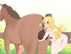 1animal 1girls anilingus ass beast_rimming big_balls blonde_hair breasts dallim equine equine_anus equine_penis female_on_feral girls'_frontline horse horse_anus lipstick lipstick_mark lipstick_on_anus lipstick_on_balls lipstick_on_penis m2hb_(girls'_frontline) male_anilingus rimjob rimming zoophilia