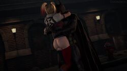 1boy 1girls 3d animal_ears animated arm_around_neck arm_around_partner ass background bare_ass bat_ears batman batman:_arkham_knight batman_(series) big_penis bottomless bottomless_female cape carrying carrying_partner chasingnero city clothed clothed_male clothing dc dc_comics detailed_background erection female gloves hand_on_back harley_quinn harley_quinn_(arkham) harley_quinn_(arkham_knight) headgear holding legjob lifted light-skinned_female light-skinned_male light_skin male mask night no_sound outercourse outside partially_clothed penis penis_out puffy_sleeves short_sleeves side_view sleeves source_filmmaker standing standing_sex stockings straight street thigh_sex thighhighs thighjob thighs video