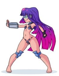 1girls bangs bikini_armor clothed clothing female female_focus female_only glitch_techs gloves haich headset human long_hair looking_to_the_side miko_kubota mostly_nude navel purple_hair source_request tagme tinted_eyewear visor