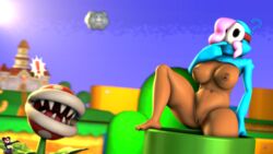 ! 1girls 3d 3d_(artwork) ? barefoot big_breasts big_thighs breasts curvy dark-skinned_female dark_skin female female_focus hair_over_one_eye mario_(series) mask nintendo nipples pellenor pink_hair piranha_plant pussy shy_gal shy_gal_blue super_mario_bros. tagme thick thick_hips thick_thighs thighs warp_pipe wide_hips