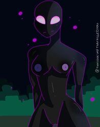 1girls black_skin blue_nipple closed_mouth digital_media_(artwork) enderman enderwoman female minecraft no_irises nude nude_female nudity original_artwork pink_nipple purple_sclera rule_63 solo solo_female thatoneimpthatkilledyou